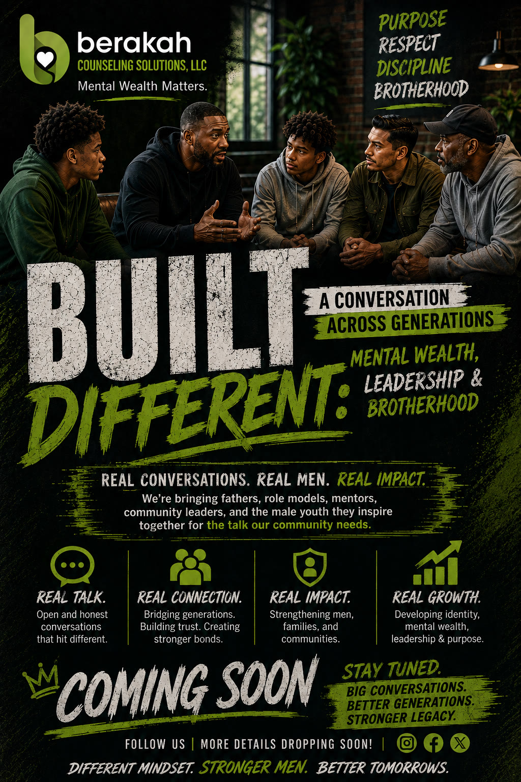 Built Different event flyer — Berakah Counseling Solutions and King of Jewel
